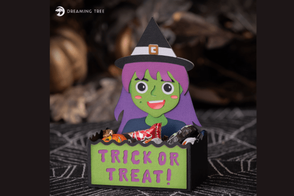 3D SVG Witch Treat Holder for Halloween Crafts