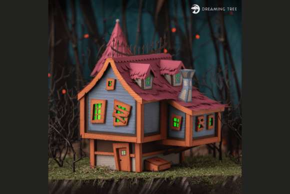 Bewitched Bungalow SVG Bundle: A Spooky 3D Design Asset for Content Creators