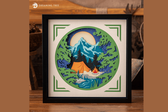 Camping Paper Sculpture SVG: A 3D Graphic Design Asset for Real Crafting