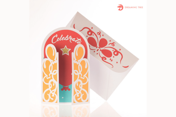 Celebrate Gatefold Card SVG: A 3D Greeting Card Asset for Content Creators