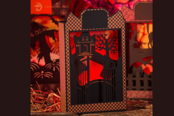 Haunted House Paperscape Box Card SVG: A 3D Halloween Design for Digital Sellers