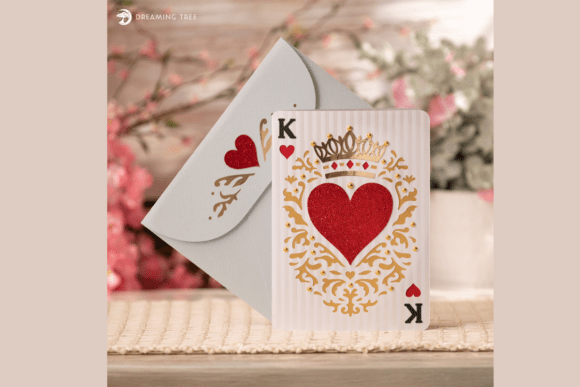 King of Hearts Card SVG: A Romantic 3D Design for Valentine’s Day Content