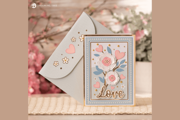 Love in Bloom Card SVG: A 3D Valentine’s Day Design Asset for Content Creators