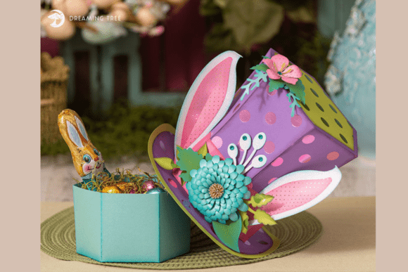 Mad Hatter Treat Box SVG: A 3D Easter Design Asset with Wonderland Charm