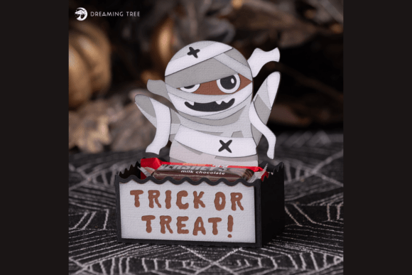 Mummy Treat Holder SVG: A 3D Halloween Graphic for Creative Projects