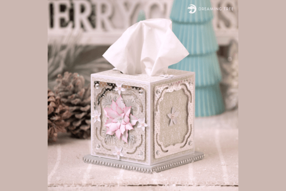 Poinsettia Tissue Box SVG: Festive 3D Design for Holiday Branding
