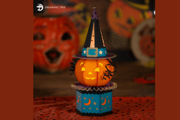 Pumpkin Luminary Treat Box SVG: A 3D Design Asset for Halloween Content