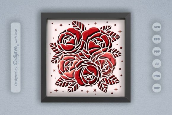 Roses Layered Papercut: A 3D SVG for Floral Compositions