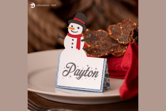 Snowman Placement Card: A 3D SVG Winter Design Asset for Holiday Branding